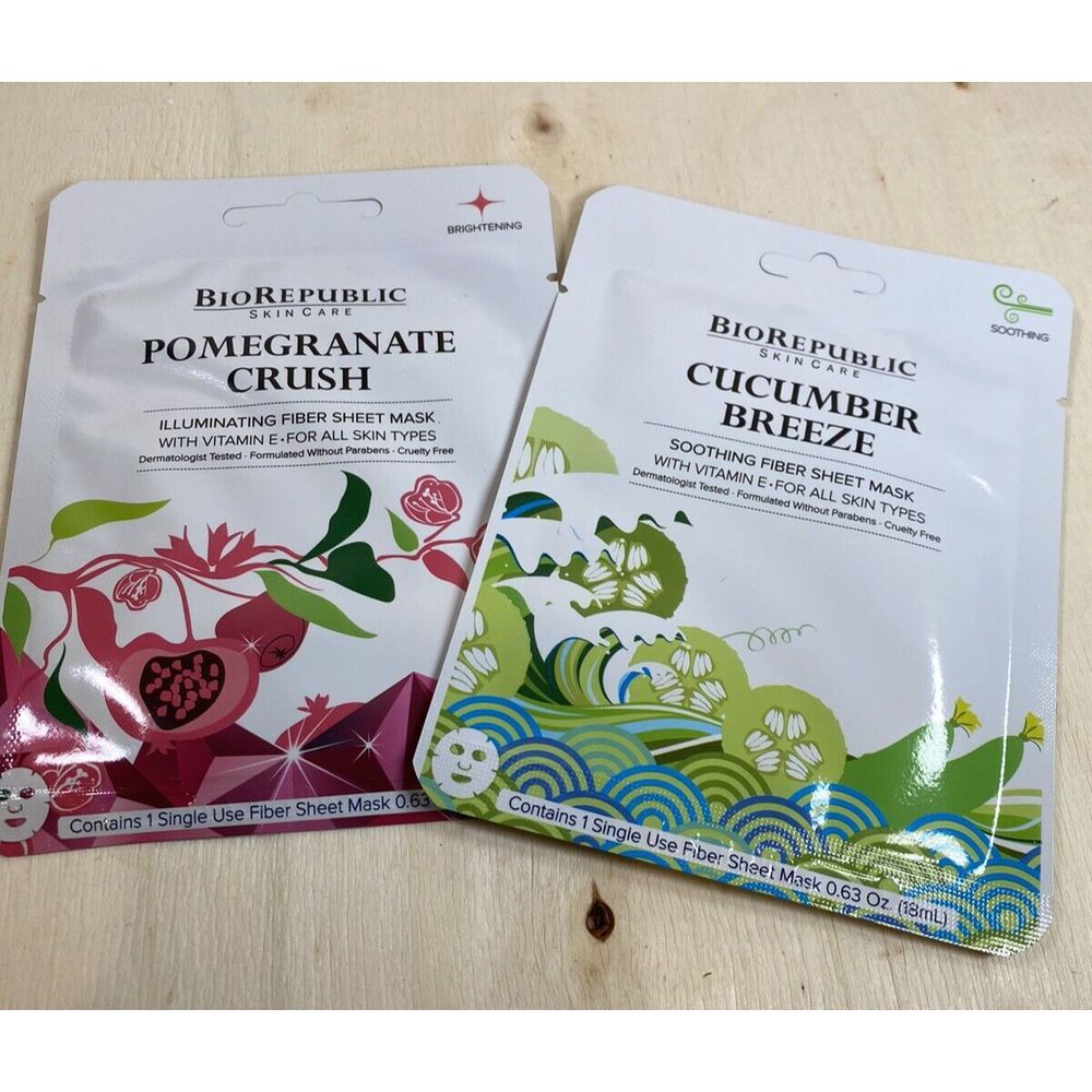 Bio Republic Skin Care Two Pack Illuminating Fiber Face Mask Sealed New